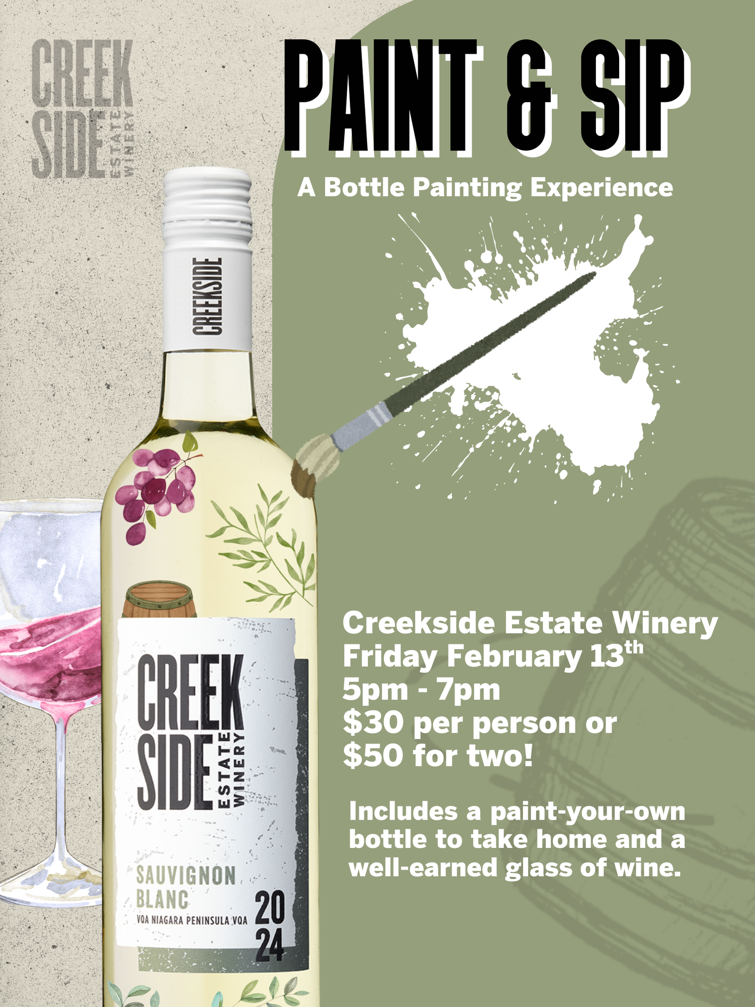 Creekside Paint & Sip: A Bottle Painting Experience