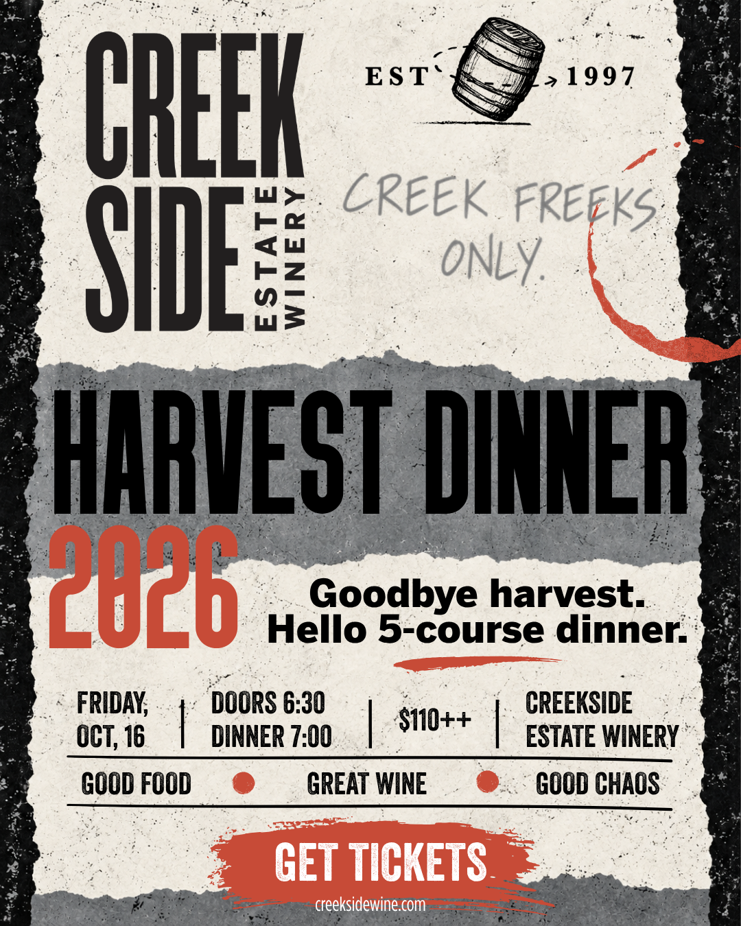 Creek Freek Harvest Dinner 2026